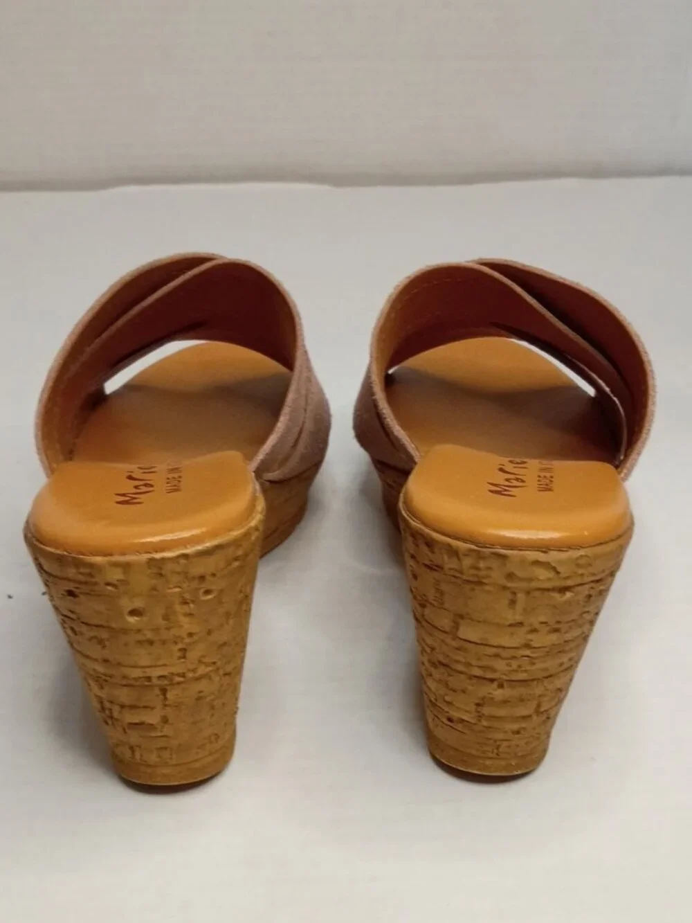 Mariella Pink Suede Wedge Slide Sandals Made in Italy Women’s Size 6.5